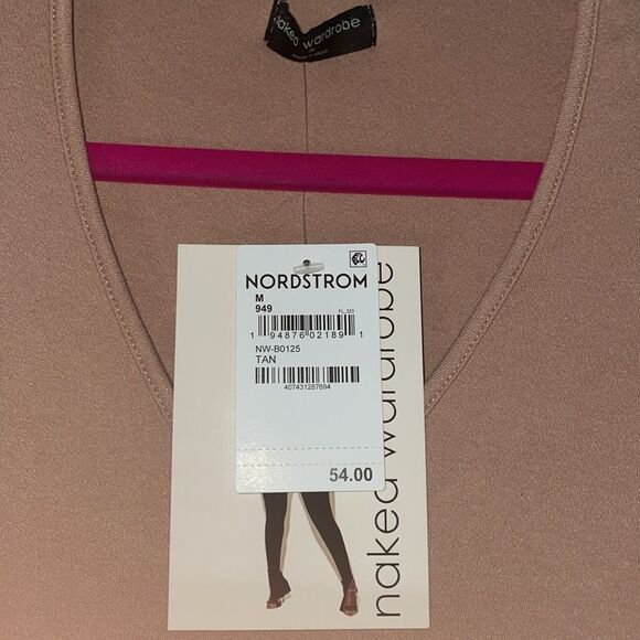 NWT Nordstrom naked wardrobe brown tan long sleeve button clasp soft bodysuit - Picture 6 of 10